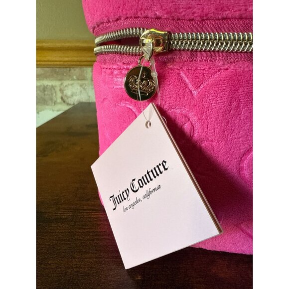 Juicy Couture Pink Velour Vanity Bag Cosmetic Case With Gold Logo - Picture 9 of 16